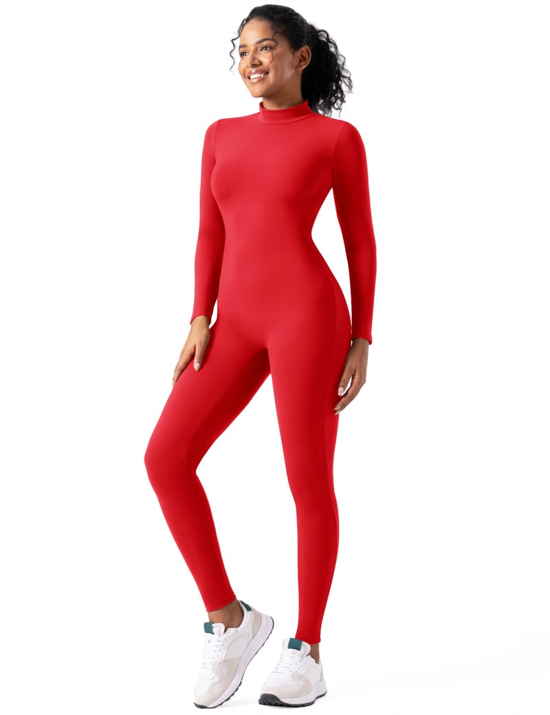 Speerise Women Bodysuit Rompers Long Sleeve Jumpsuits Leotards One Piece Tummy Control Yoga Workout Outfits â€“ Soft Fleece-Lined Bodysuit for Cold Weather Layering, Gym Routines, and Full Coverage Movement - Image 1